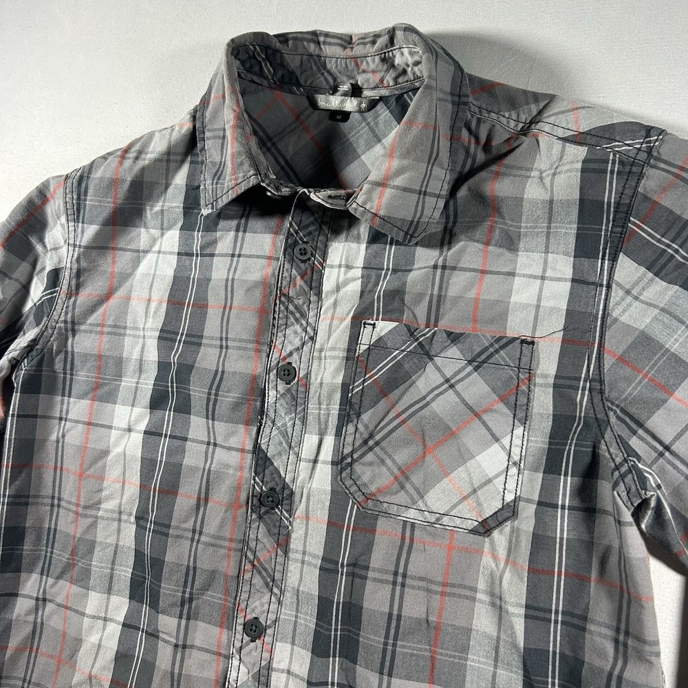 Smartwool Merino Plaid Button Up Shirt Mens M Grey Long Sleeve Wool Cotton